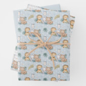 Blue Baby Elephant Rhino Lion Geschenkpapier Set (Beispiel)