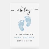 Blue Baby Feet Baby Dusche Begrüßung Baby Baby Boy Acrylschild (Vorderseite)