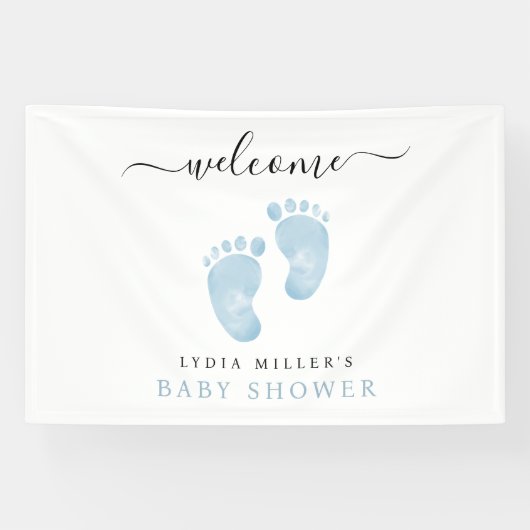 Blue Baby Feet Baby Dusche Begrüßung Baby Baby Boy Banner (Horizontal)