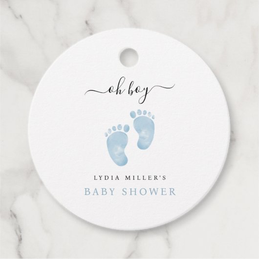 Blue Baby Feet Baby Dusche Begrüßung Baby Baby Boy Geschenkanhänger (Vorderseite)