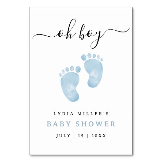 Blue Baby Feet Baby Dusche Begrüßung Baby Baby Boy Tischnummer (Vorderseite)