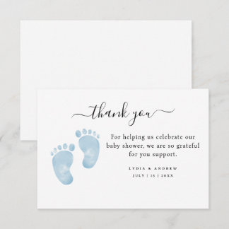 Blue Baby Feet Baby Dusche Begrüßungs Baby Boy Dankeskarte
