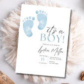 Blue Baby Feet Baby Shower Einladung, Junge Dusche Einladung