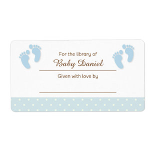 Blue Baby Feet Buchzeichen Etikett Aufkleber