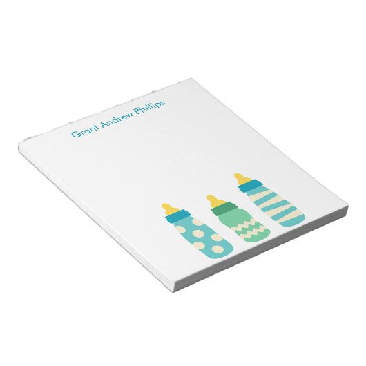 Blue Baby Flaschen Personalisiert Notepad Notizblock (angewinkelt)
