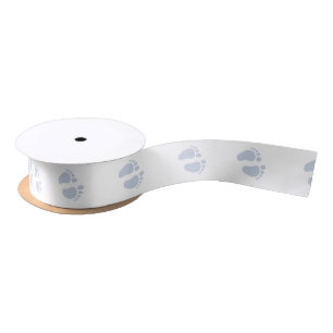 Blue Baby Footprint Satinband