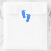 Blue Baby Footprints Runder Aufkleber (Tasche)