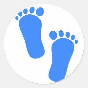 Blue Baby Footprints Runder Aufkleber