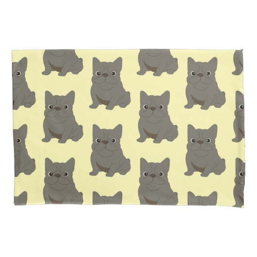 Blue Baby French Bulldog, yellow Pillow Case Kissenbezug (Vorderseite)