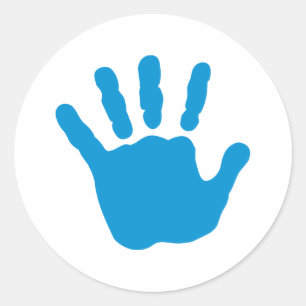 Blue-Baby-Hand Runder Aufkleber