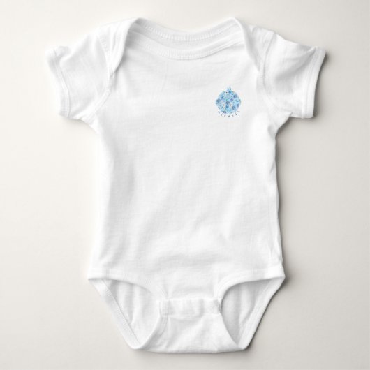 Blue Baby Head Pattern Baby Boy Strampler (Vorderseite)