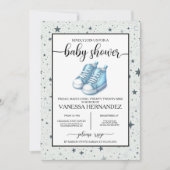 Blue Baby High Tops Baby Dusche Einladung (Vorderseite)
