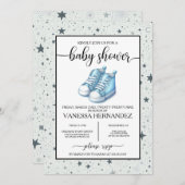 Blue Baby High Tops Baby Dusche Einladung (Vorne/Hinten)