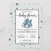 Blue Baby High Tops Baby Dusche Einladung (Vorne/Hinten)