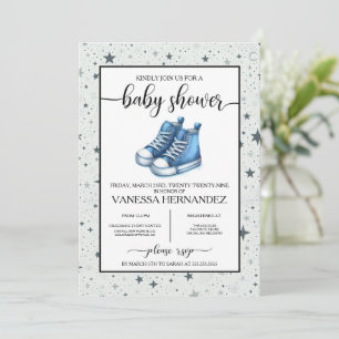 Blue Baby High Tops Baby Dusche Einladung