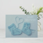 Blue Baby Hinterns Foto Dusche Einladung (Stehend Vorderseite)