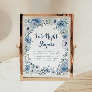Blue Baby in Bloom Baby Dusche Spate Night Diapers Poster