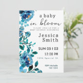 Blue Baby in Bloom Baby Shower Einladung (Stehend Vorderseite)
