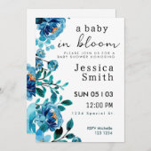 Blue Baby in Bloom Baby Shower Einladung (Vorne/Hinten)