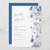 Blue Baby in Bloom Baby Shower Einladung (Vorne/Hinten)