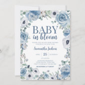 Blue Baby in Bloom Baby Shower Einladung (Vorderseite)