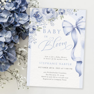 Blue Baby in Bloom Baby Shower Einladung