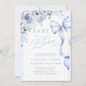 Blue Baby in Bloom Baby Shower Einladung (Vorderseite)