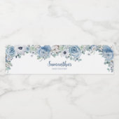 Blue Baby in Bloom Baby Shower Wasserflaschenetikett (Einzelnes Label)