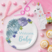Blue Baby in Bloom Brunch Dusche Pappteller (Party)