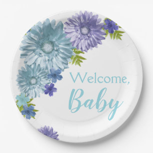 Blue Baby in Bloom Brunch Dusche Pappteller