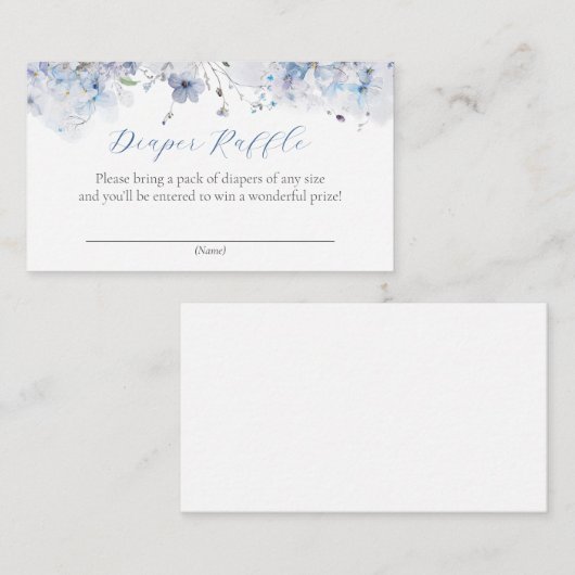 Blue Baby in Bloom Diaper Raffle Ticket Begleitkarte (Vorne/Hinten)