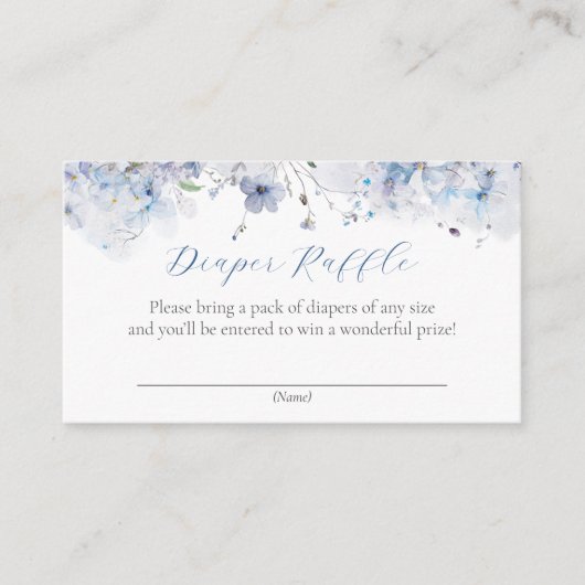 Blue Baby in Bloom Diaper Raffle Ticket Begleitkarte (Vorderseite)