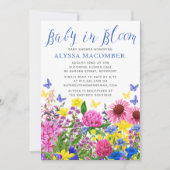 Blue Baby in Bloom Floral Baby Dusche Einladung (Vorderseite)