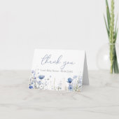 Blue Baby in Bloom Floral Wildblume Babydusche Dankeskarte (Vorderseite)
