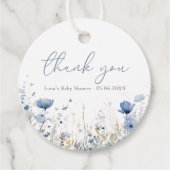 Blue Baby in Bloom Floral Wildblume Babydusche Geschenkanhänger (Vorderseite)