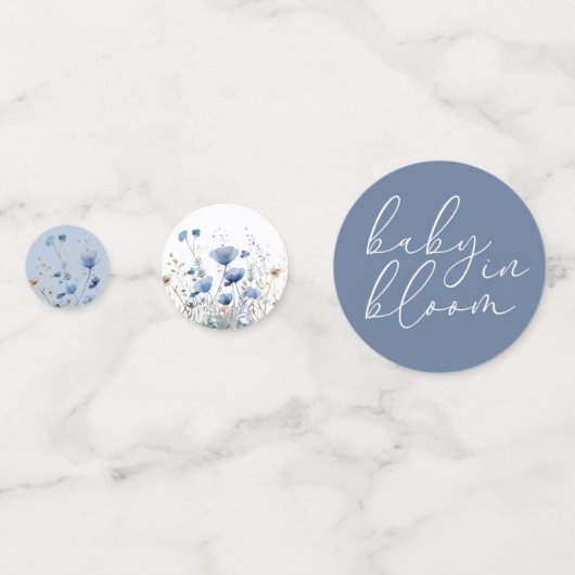 Blue Baby in Bloom Floral Wildblume Babydusche Konfetti (Vorderseiten)