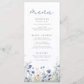 Blue Baby in Bloom Floral Wildblume Babydusche Menükarte (Vorderseite)