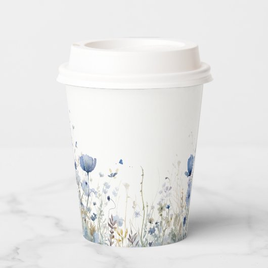 Blue Baby in Bloom Floral Wildblume Babydusche Pappbecher (Rückseite)