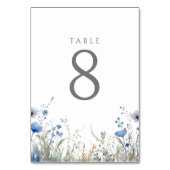 Blue Baby in Bloom Floral Wildblume Babydusche Tischnummer (Vorderseite)