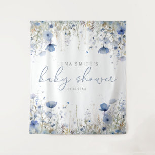 Blue Baby in Bloom Wildblume Babydusche Hintergrun Wandteppich