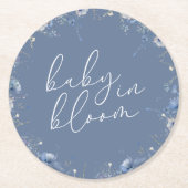 Blue Baby in Bloom Wildblume Kinderdusche Runder Pappuntersetzer (Vorderseite)