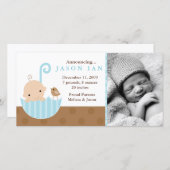 Blue Baby in Umbrella Geburtshinweise Ankündigung (Vorne/Hinten)