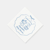 Blue Baby Is Brewing Coffee Baby Shower Napkin Serviette (Ecke)