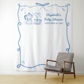 Blue Baby Is Brewing Coffee Baby Shower Wandteppich (Beispiel)