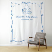 Blue Baby Is Brewing Coffee Baby Shower Wandteppich (Beispiel)