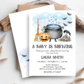 Blue Baby is Brewing Halloween Baby Shower Einladung