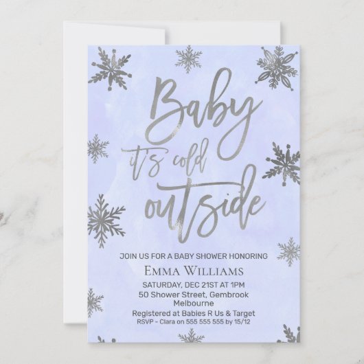 Blue Baby ist kalt außerhalb Baby Dusche Einladung (Vorderseite)