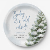 Blue Baby It's Cold Outside Baby Shower Pappteller (Vorderseite)