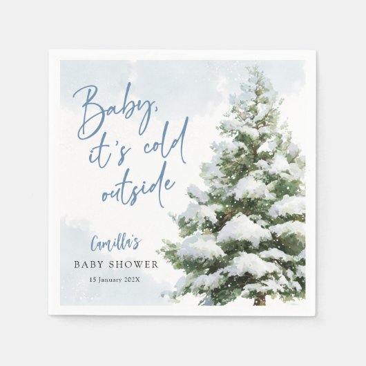 Blue Baby It's Cold Outside Baby Shower Serviette (Vorderseite)