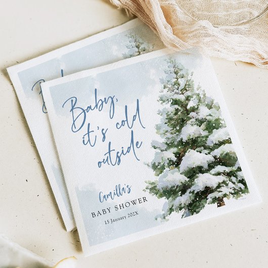 Blue Baby It's Cold Outside Baby Shower Serviette